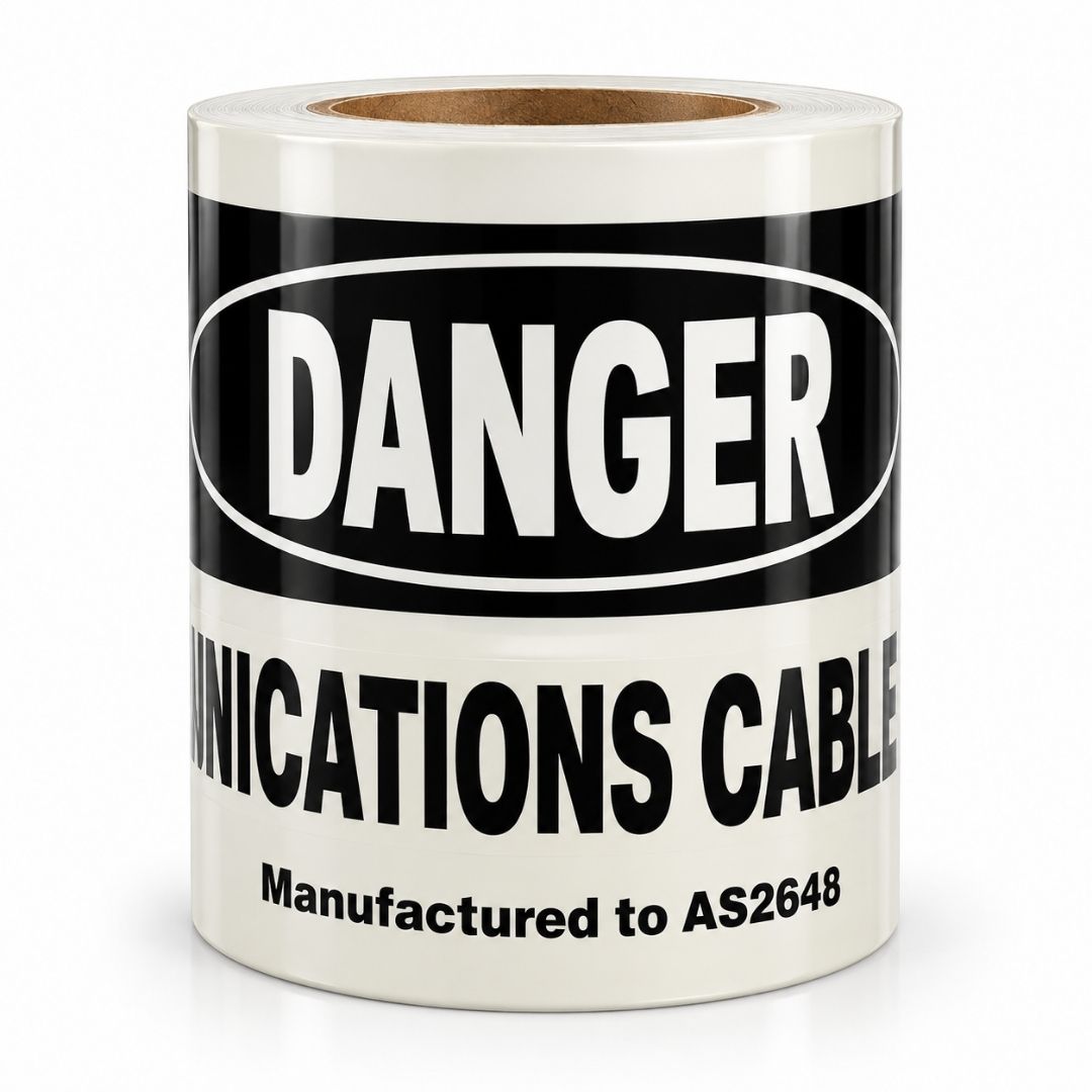 Underground White Communications Warning Tape 100m NBN/TELSTRA