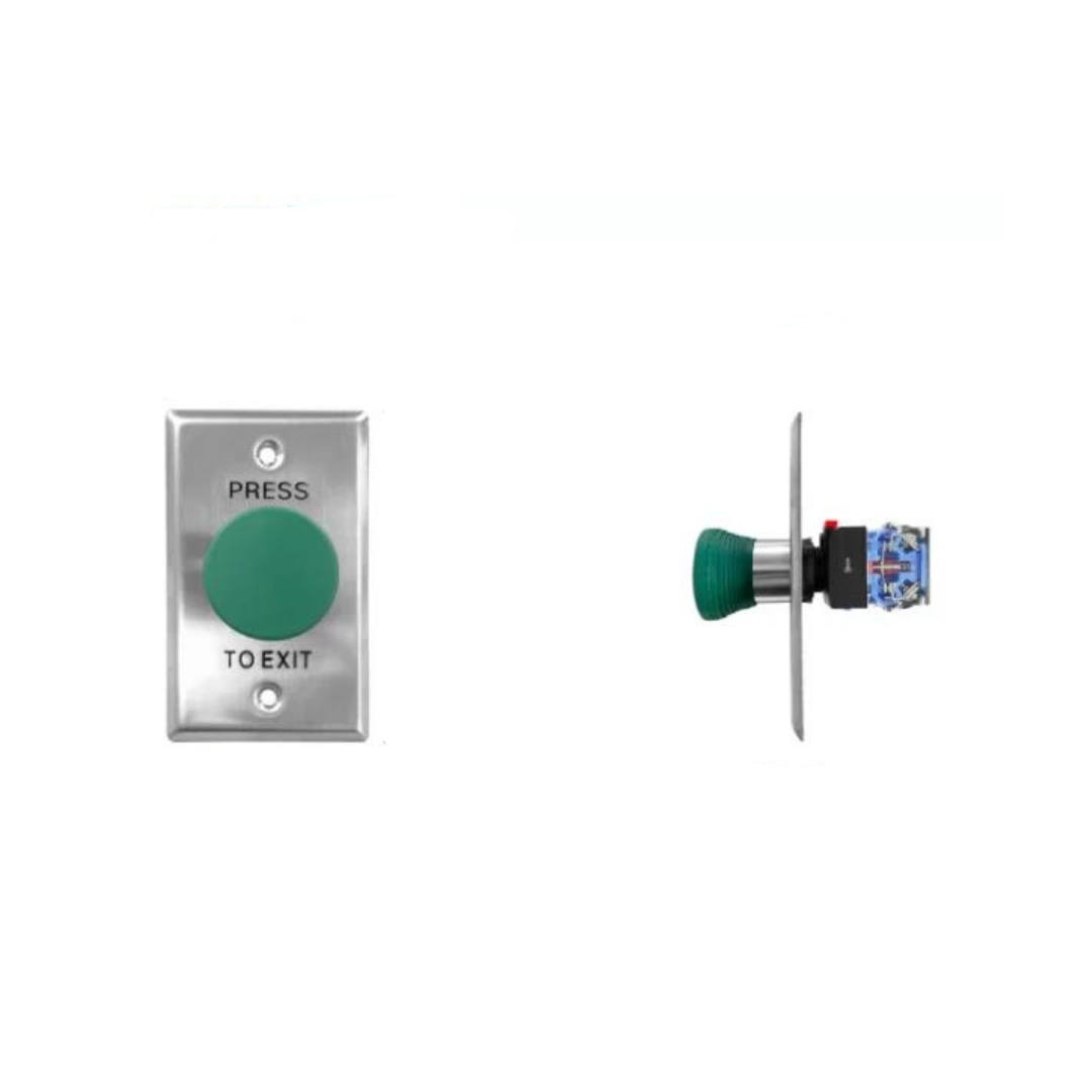 Green Exit Push Button WEL2220G Mushroom ST/ST Switch Plate