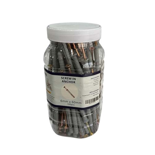 SCREW IN ANCHOR 6MM x 60MM  ZINC PLATED 100pcs