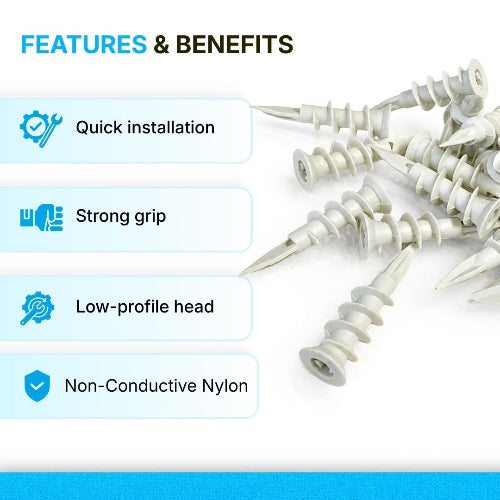 SELF-DRILLING PLASTERBOARD ANCHOR | 14 x 42mm | 100PCS | Holds upto 10Kg