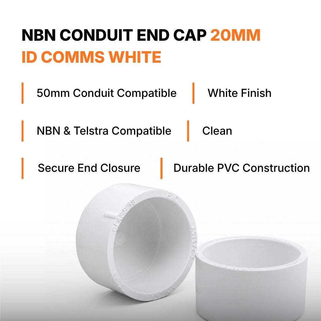 NBN Conduit End Cap 50mm ID Comms White