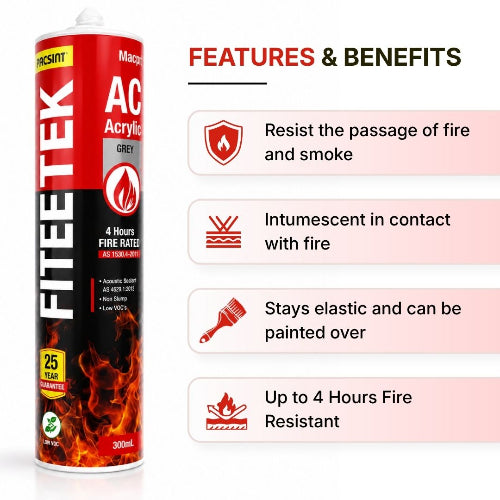 Fire Retardant Acrylic Sealant Grey 300ml