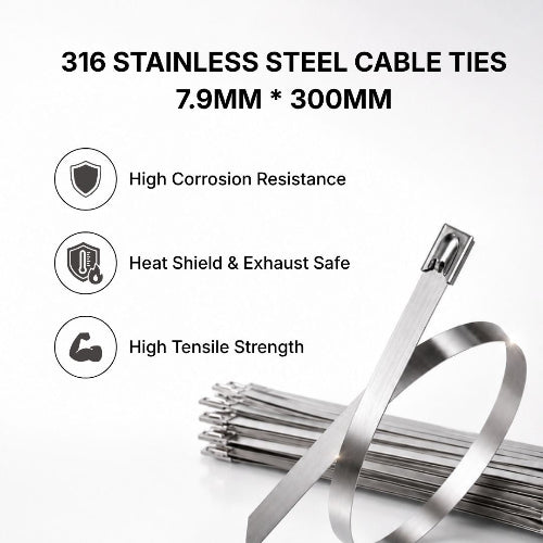 Stainless Steel Cable Tie 7.9MM * 300MM | 316 Grade | 100 PCS