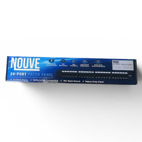 Nouve 24 Port Patch Panel CAT6 UTP RJ45 19" Rack Mount