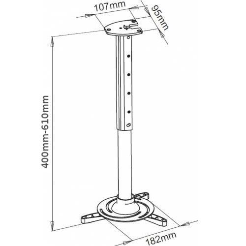 Projector Ceiling Mount Bracket 15kg 29-37cm BLACK | PM102