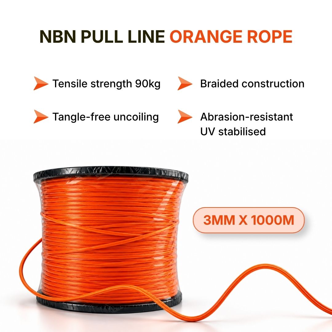 NBN Pull Line Orange Rope 3mm x 1000M | Strength 90kg