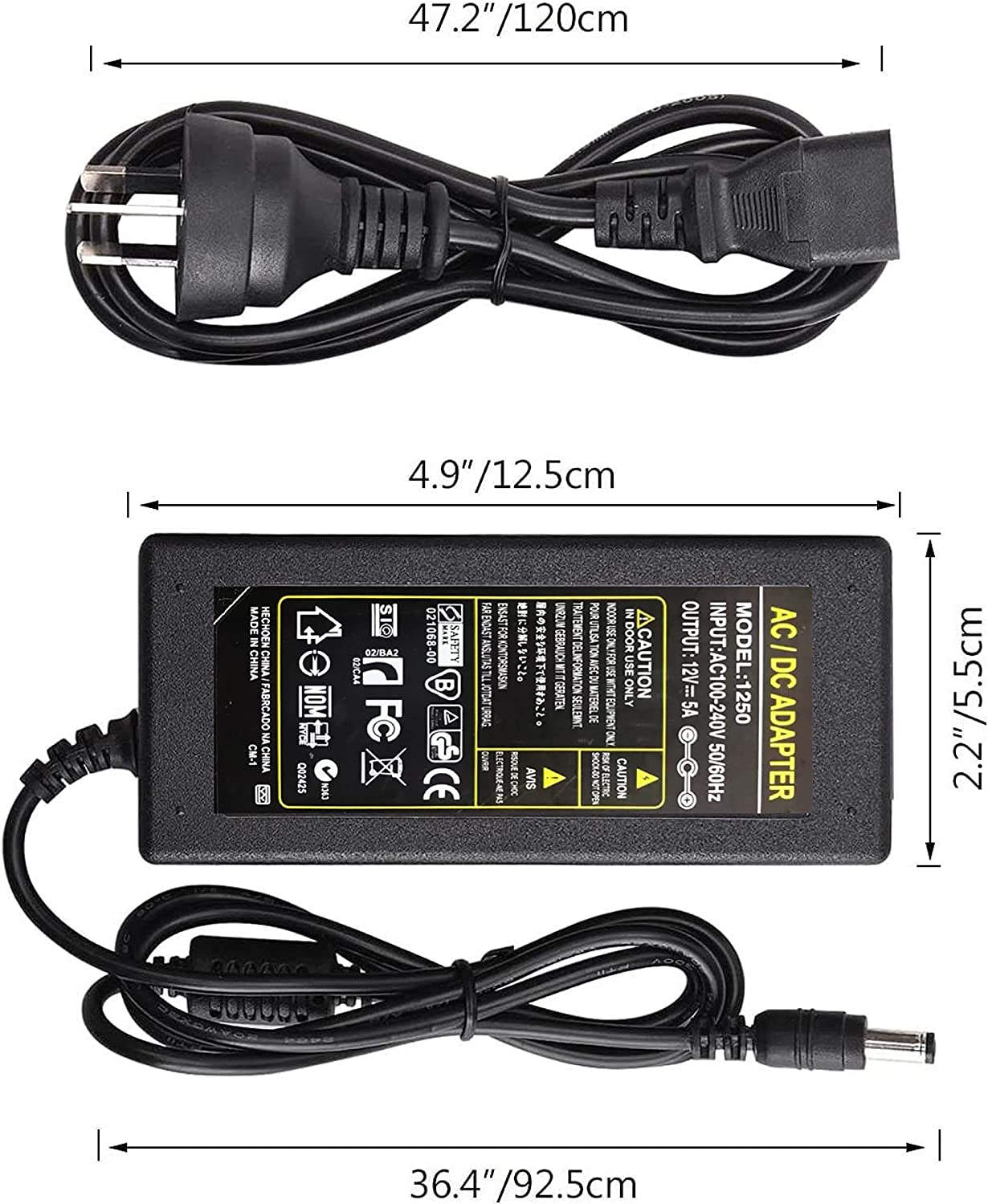 12V 5A Power Supply AC/DC Adapter