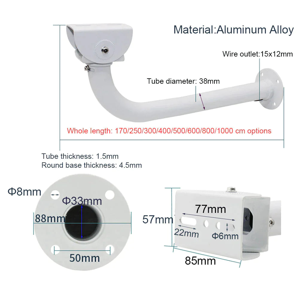 350mm long arm cctv camera wall mount bracket material