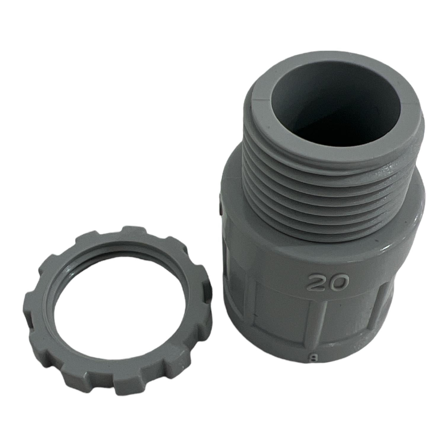 Plain to Screw Adaptor with Lock Ring 20mm