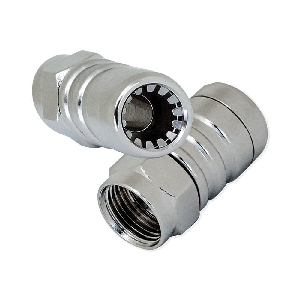 10 Pack F-Type Crimp On Connectors – Male Plug For RG6 Coax Cable | One Piece Design For Easy Installation