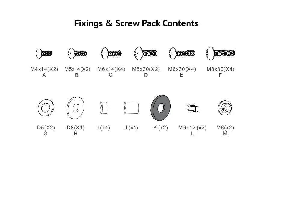 soundbar wall mount fixings and screw packs