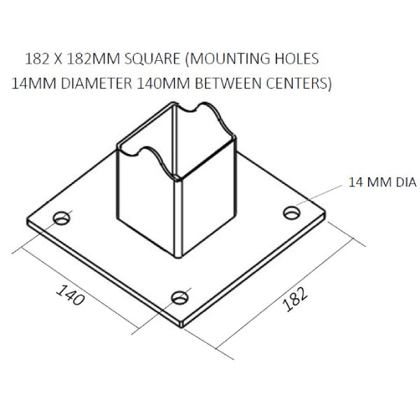 High Single Reader / Intercom Bollard (75x75x2120mm) SEQTR dimensions